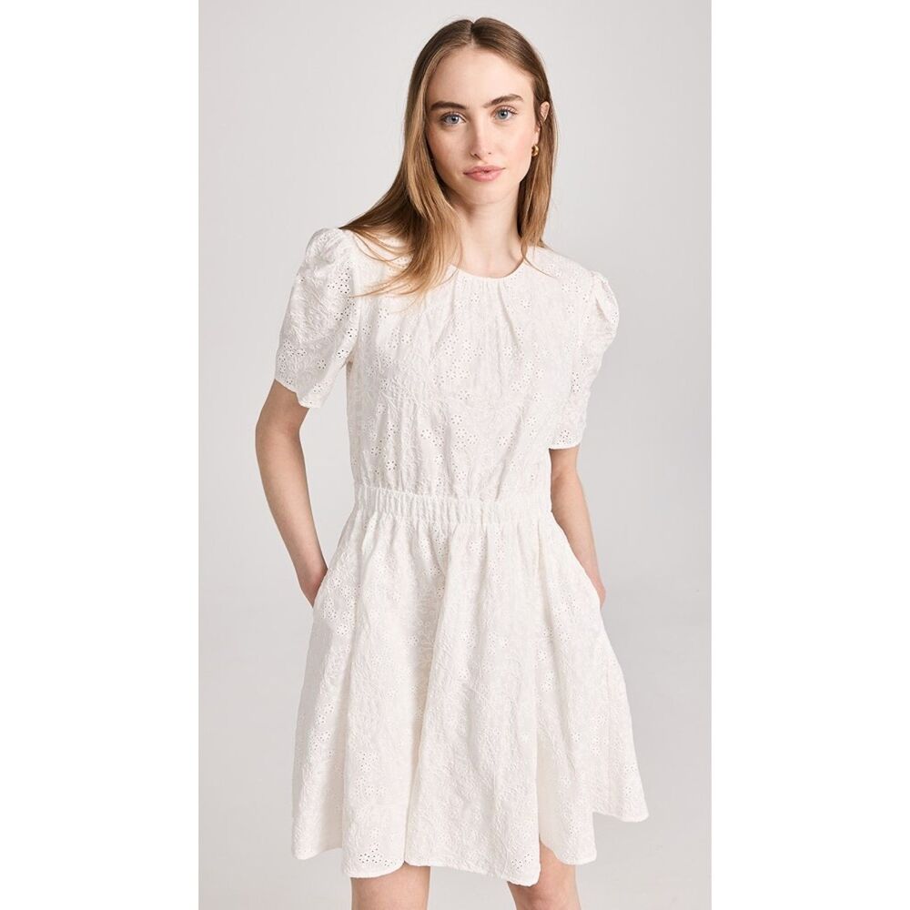 NWT Jason Wu White Embroidered Cotton Eyelet Puff Sleeve Mini Dress Size 4 $695